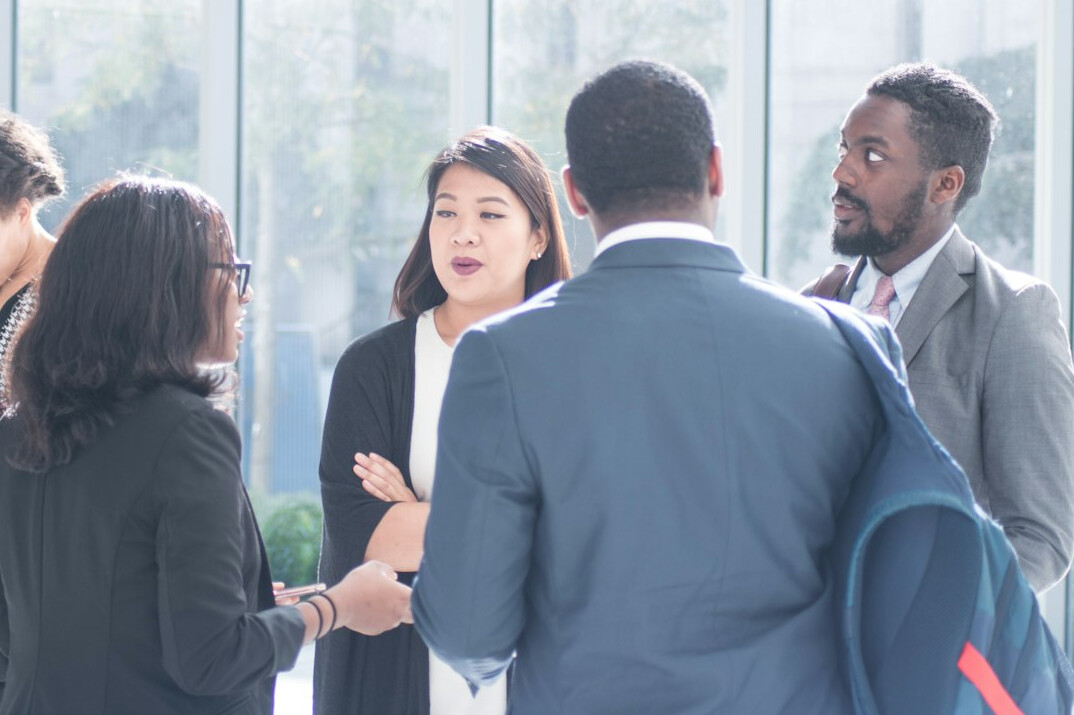 diverse people communicating